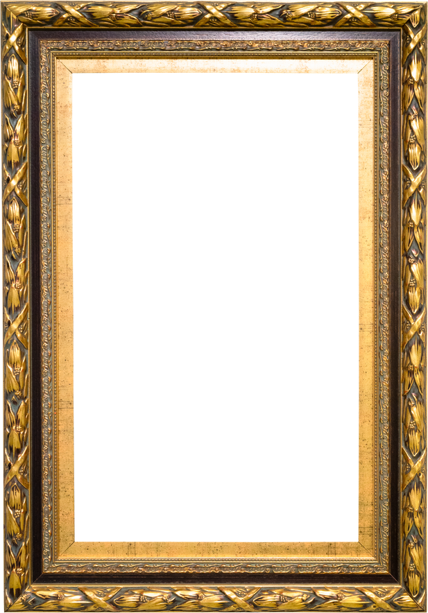 Vertical Gold and Black Carved Wood Picture Frame